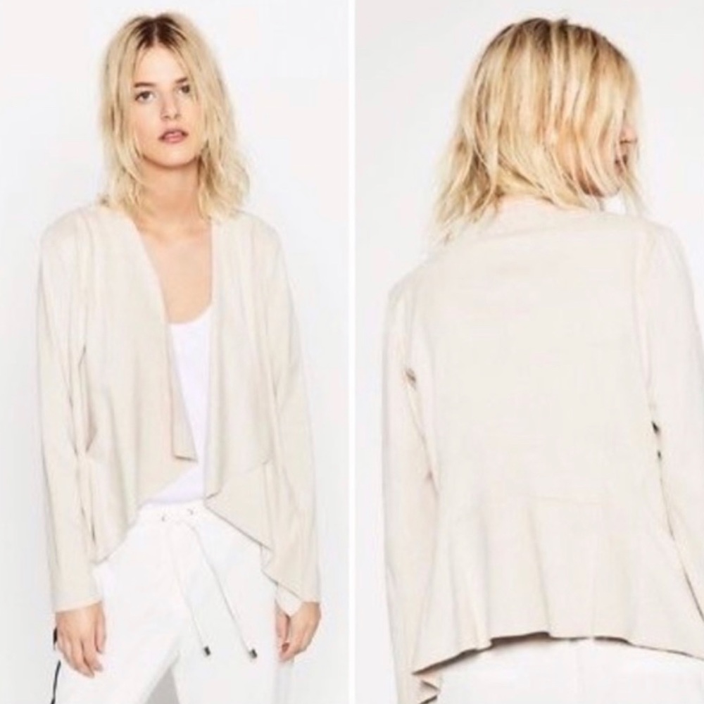 Zara faux suede waterfall jacket